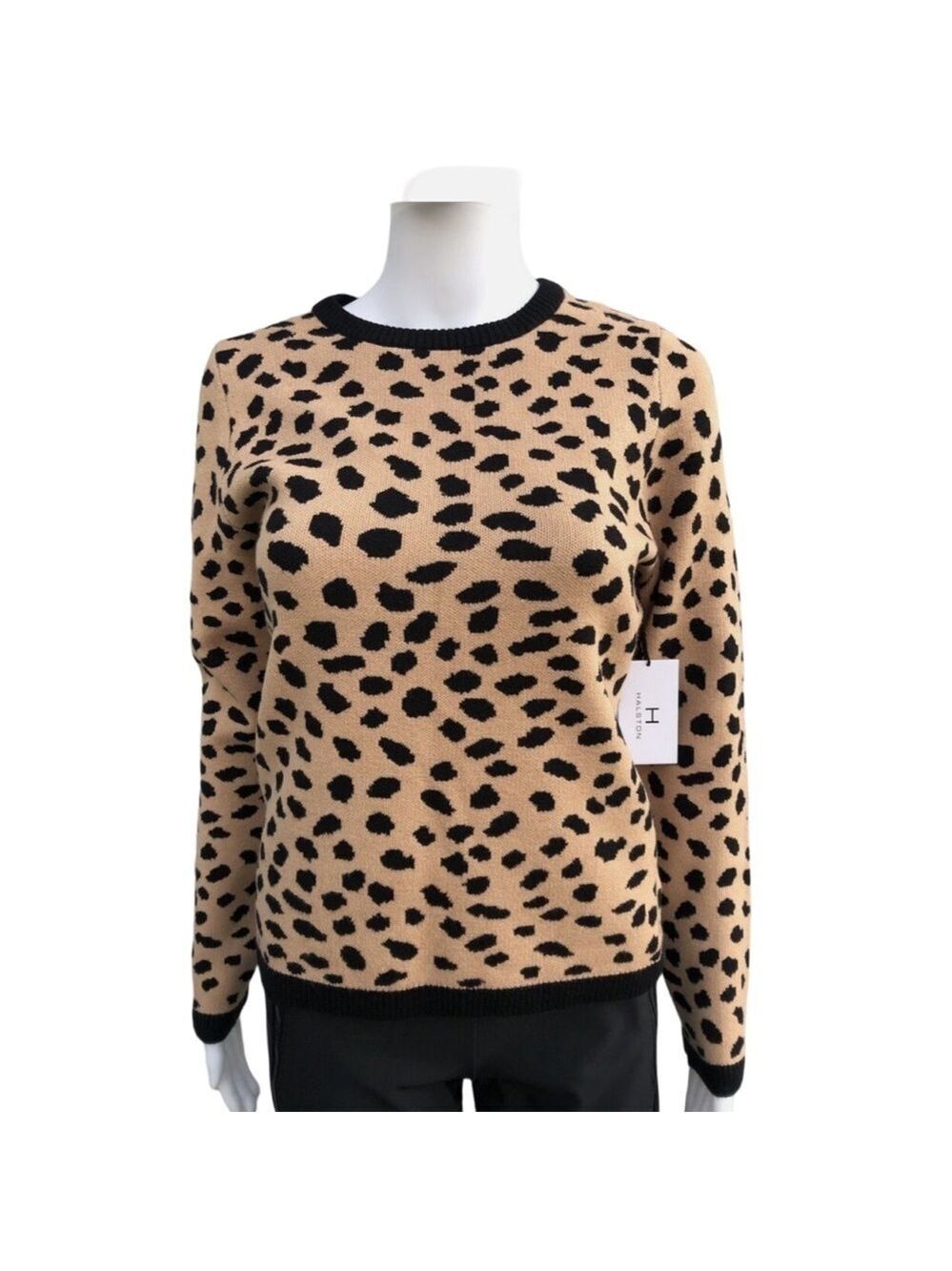 H Halston Long Sleeve Cheetah Leopard Print Sweater NWT Size 2X